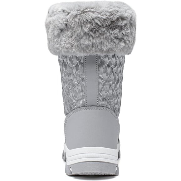 HOBIBEAR Women Waterproof Winter Snow Boots Gray Fur Lined Insulated Warm Shoes - Picture 5 of 7